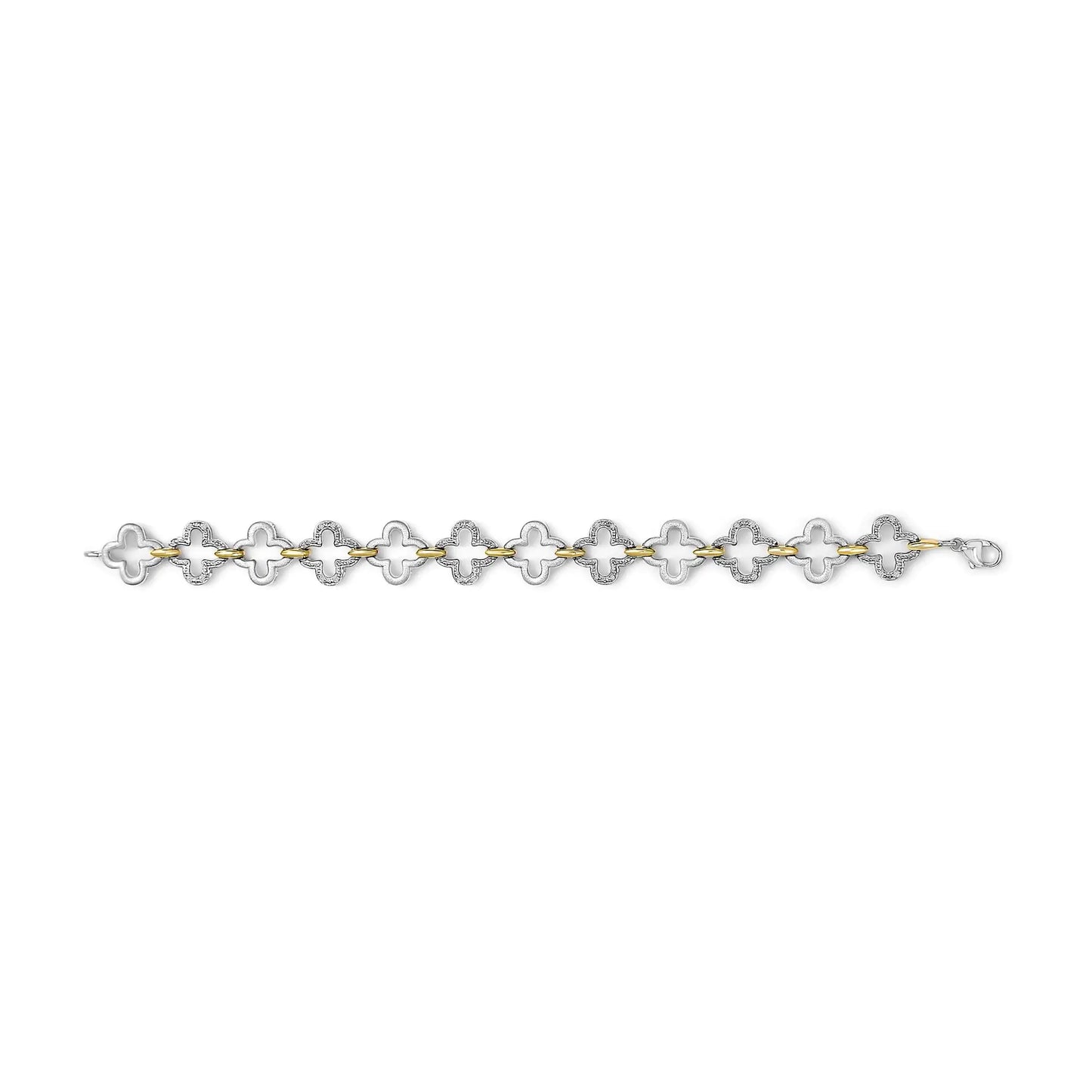 .925 Two-tone Sterling Silver 1/10 Cttw Natural Round Diamond Fashion Tennis Bracelet (I-J Color, I1-I2 Clarity) - 7"