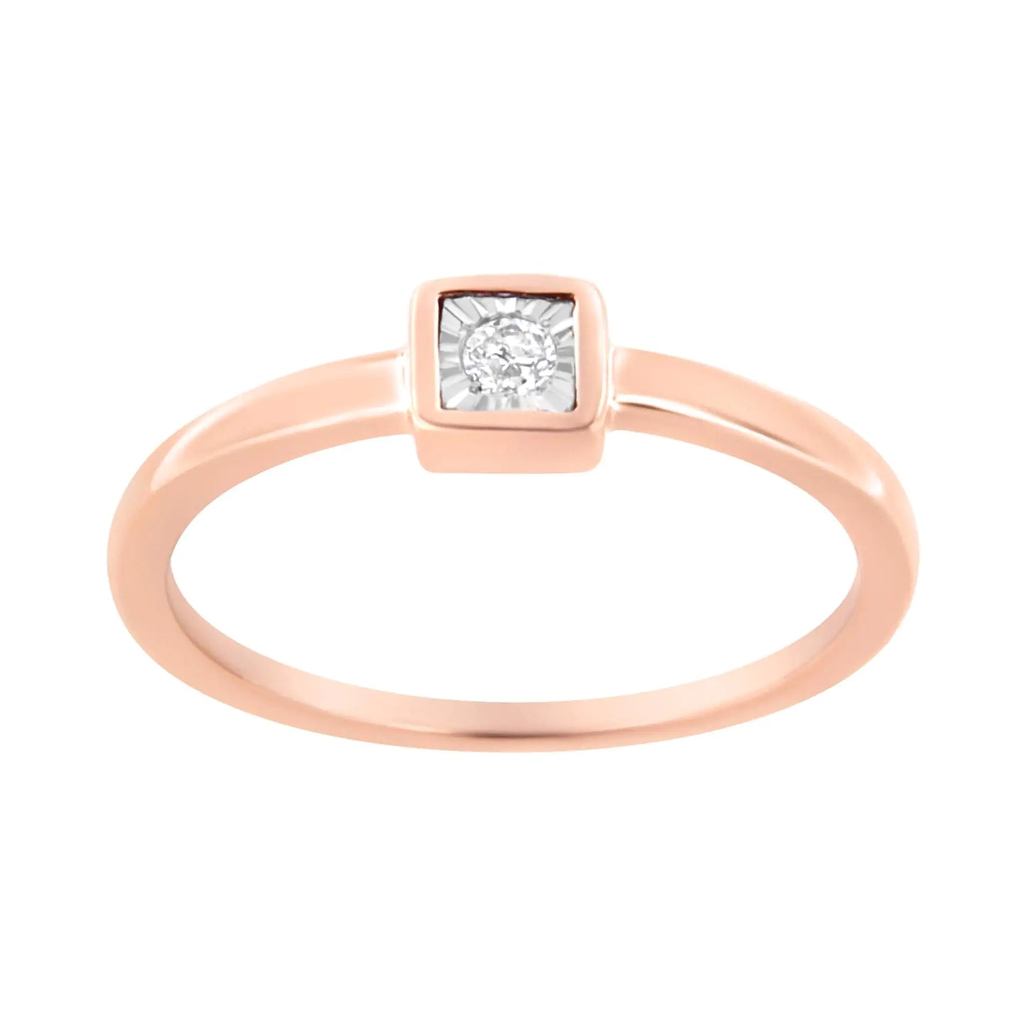 14K Rose Gold Plated .925 Sterling Silver 1/20 cttw Miracle Set Diamond Promise Ring (J-K Color, I1-I2 Clarity)