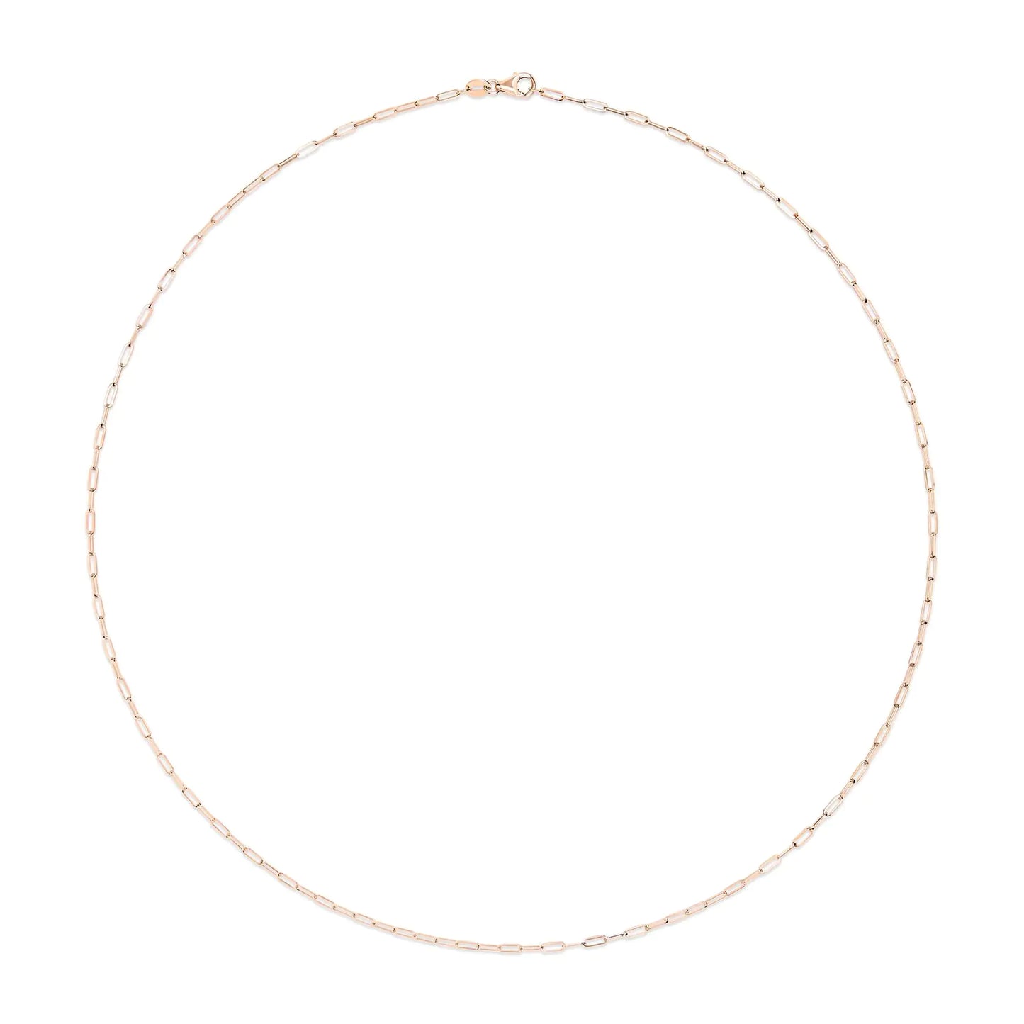 Unisex Solid 14K Gold 1.5mm Paperclip Chain Necklace - Choice of Length and Metal Color