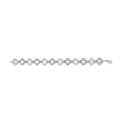 .925 Two-tone Sterling Silver 1/10 Cttw Natural Round Diamond Fashion Tennis Bracelet (I-J Color, I1-I2 Clarity) - 7"