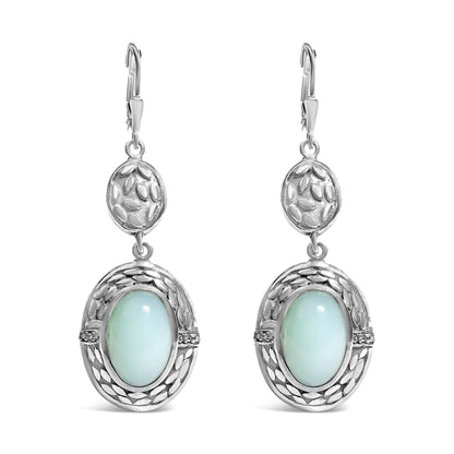 .925 Sterling Silver Chalcedony Diamond Accent Drop and Dangle Earring (K-L Color, I1-I2 Clarity)