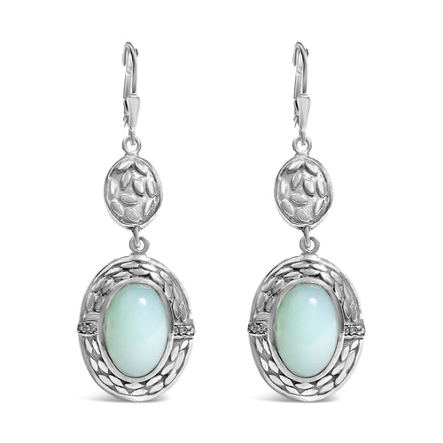 .925 Sterling Silver Chalcedony Diamond Accent Drop and Dangle Earring (K-L Color, I1-I2 Clarity)