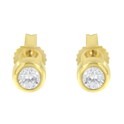 10K Gold 1/5 Cttw Round Brilliant-Cut Near Colorless Diamond Bezel-Set Stud Earrings (H-I Color, I1-I2 Clarity)