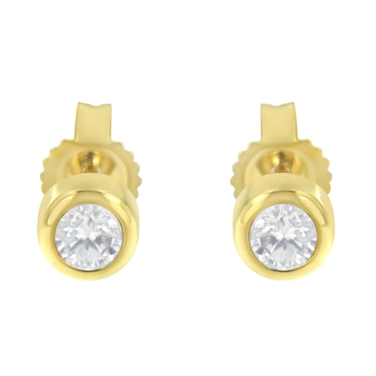 10K Gold 1/5 Cttw Round Brilliant-Cut Near Colorless Diamond Bezel-Set Stud Earrings (H-I Color, I1-I2 Clarity)