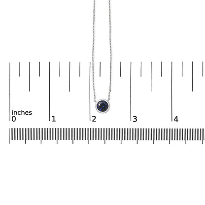 .925 Sterling Silver 7MM Bezel Set Created Purple Amethyst Pendant Necklace - 18" Inches