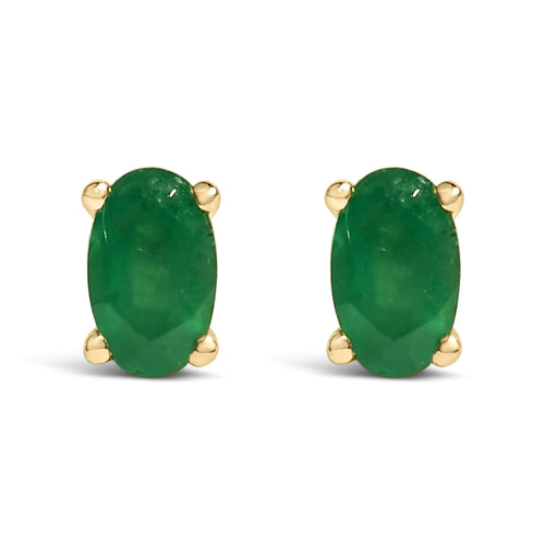 14K Gold Oval Cut Gemstone Birthstone 5x3 mm Stud Earrings
