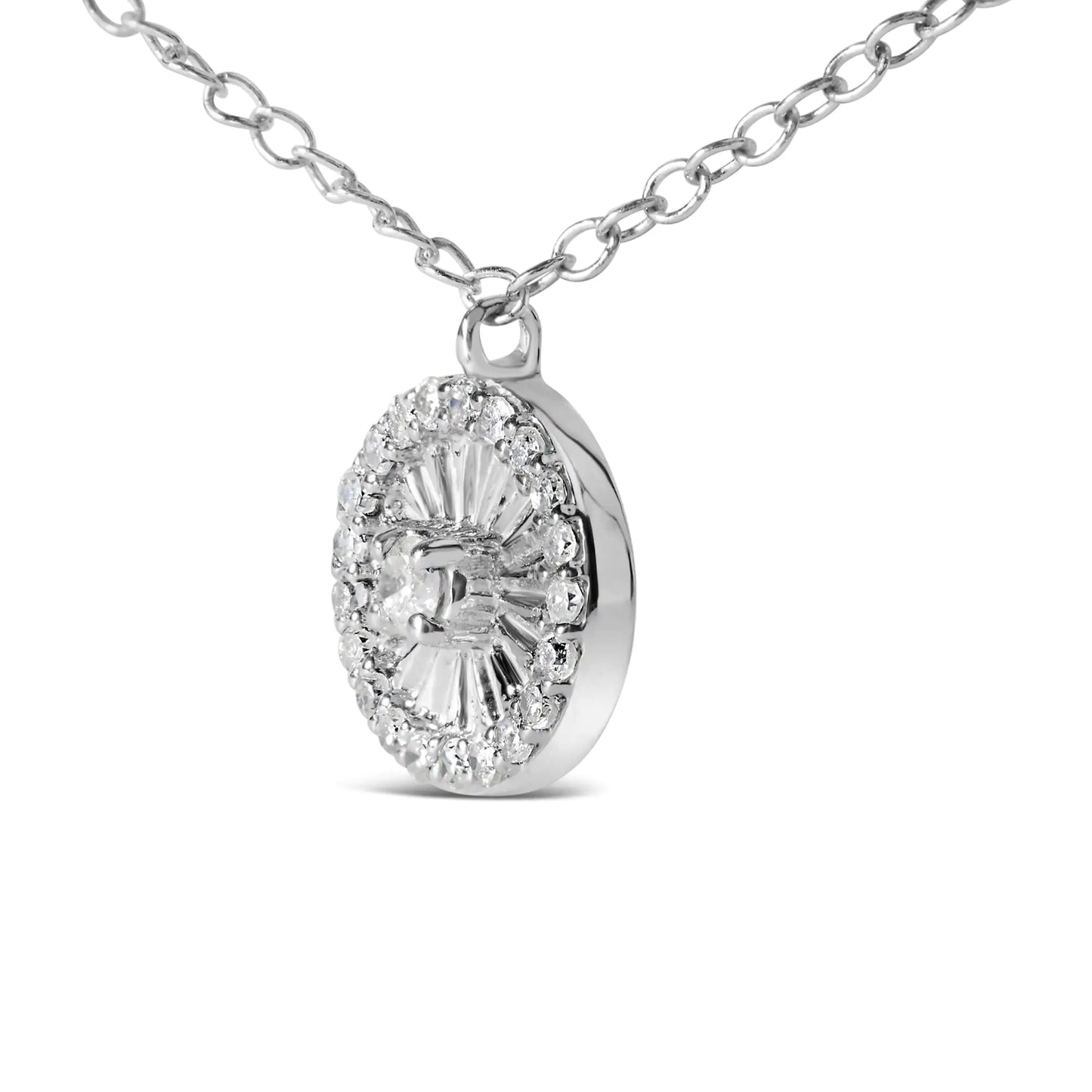 .925 Sterling Silver 1/6 Cttw Diamond Wheel and Spoke Pendant Necklace (H-I Color, I2-I3 Clarity) - 18"