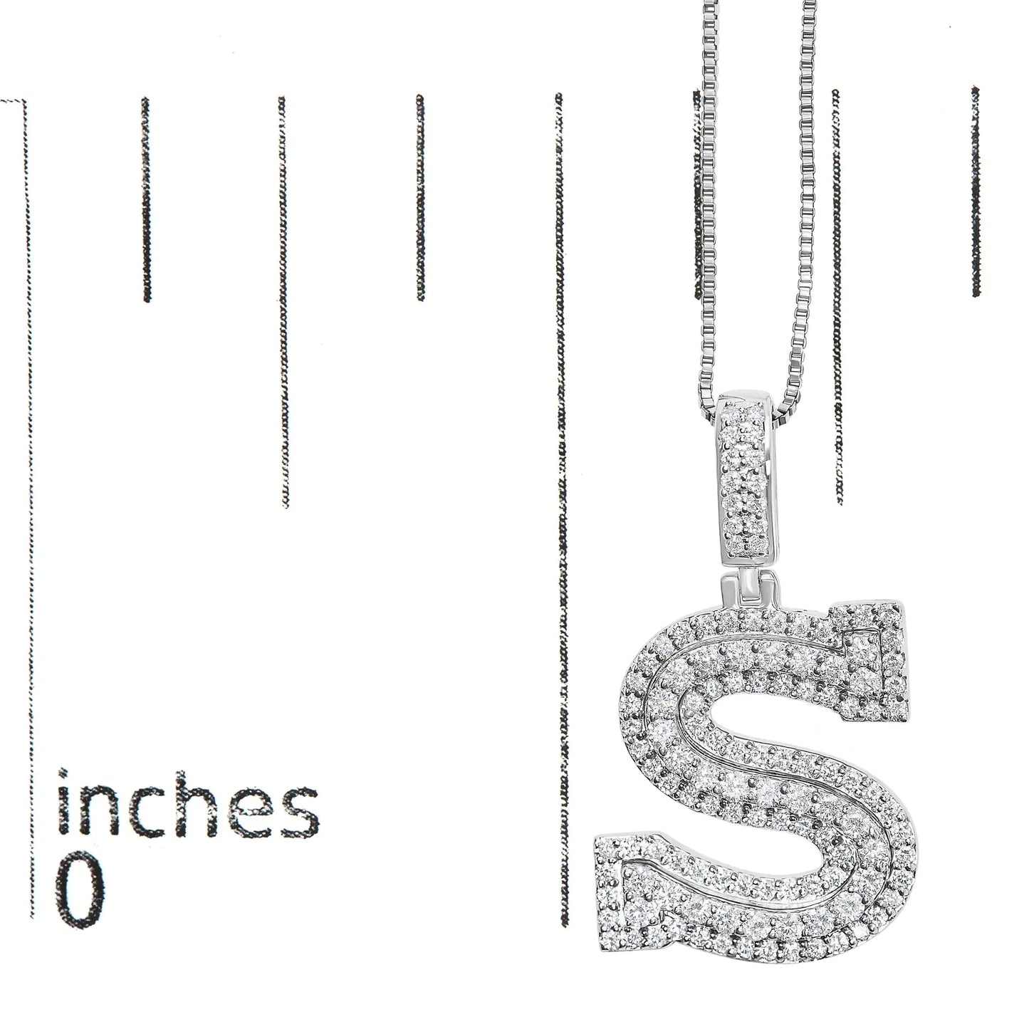 .925 Sterling Silver 1 1/10 Cttw Round Lab-Grown Diamond "S" Pendant Necklace - 18"