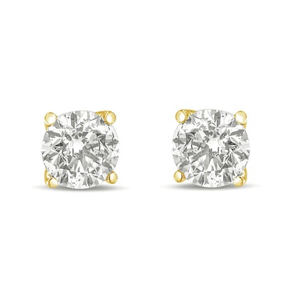 14K Gold 1.0 Carat Round Brilliant Cut Lab Grown Diamond 4-Prong Classic Solitaire Stud Earrings