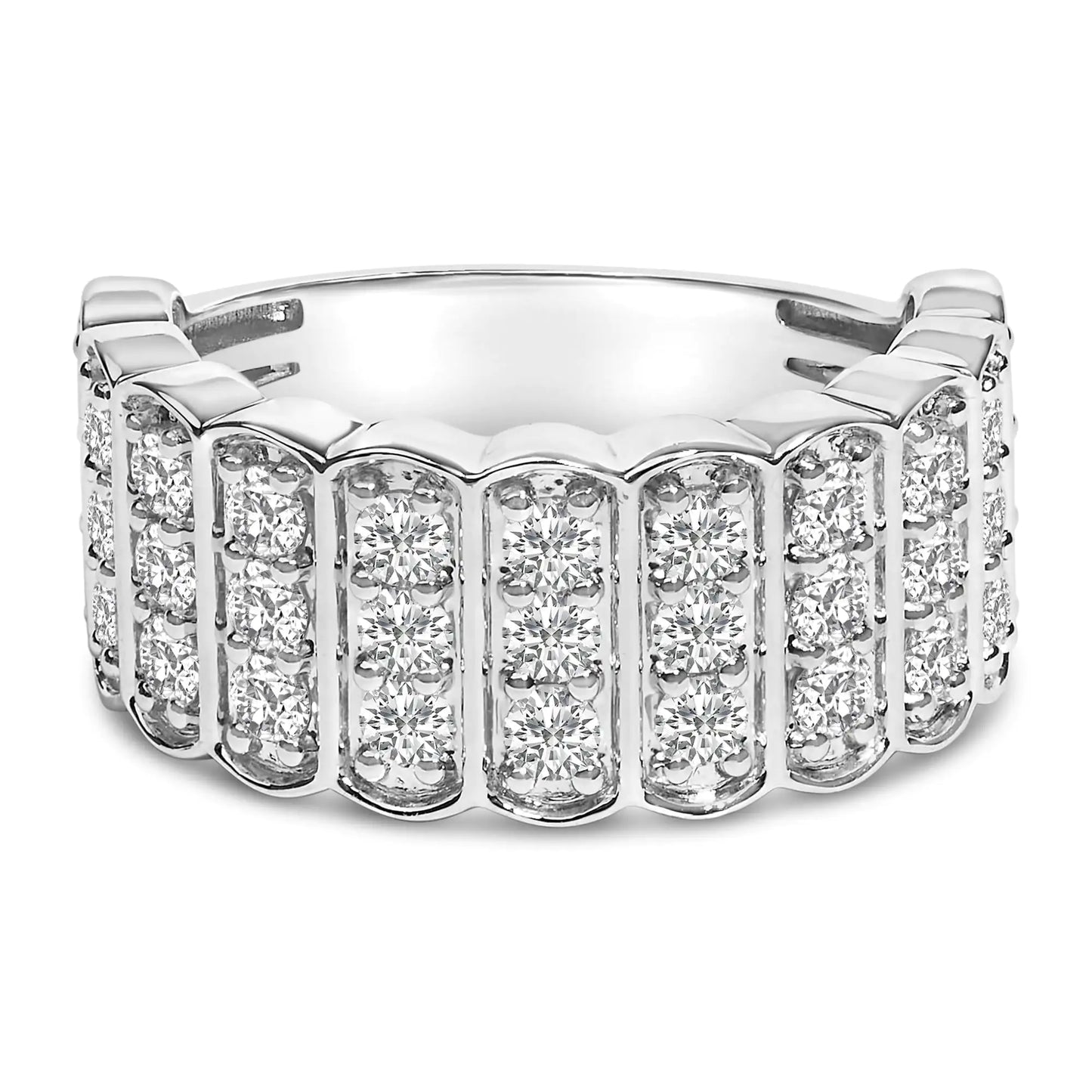 .925 Sterling Silver 1 1/2 Cttw Lab Grown Diamond 11 Row Band Ring (F-G Color, VS1-VS2 Clarity)