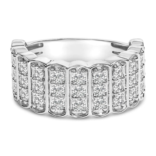 .925 Sterling Silver 1 1/2 Cttw Lab Grown Diamond 11 Row Band Ring (F-G Color, VS1-VS2 Clarity)