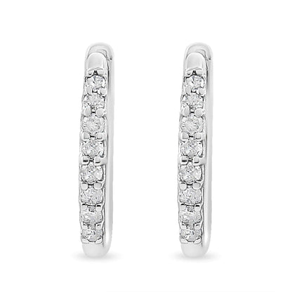 10K White Gold 1/5 Cttw Round-Cut Diamond Modern Hoop Earrings (I-J Color, I3 Clarity)