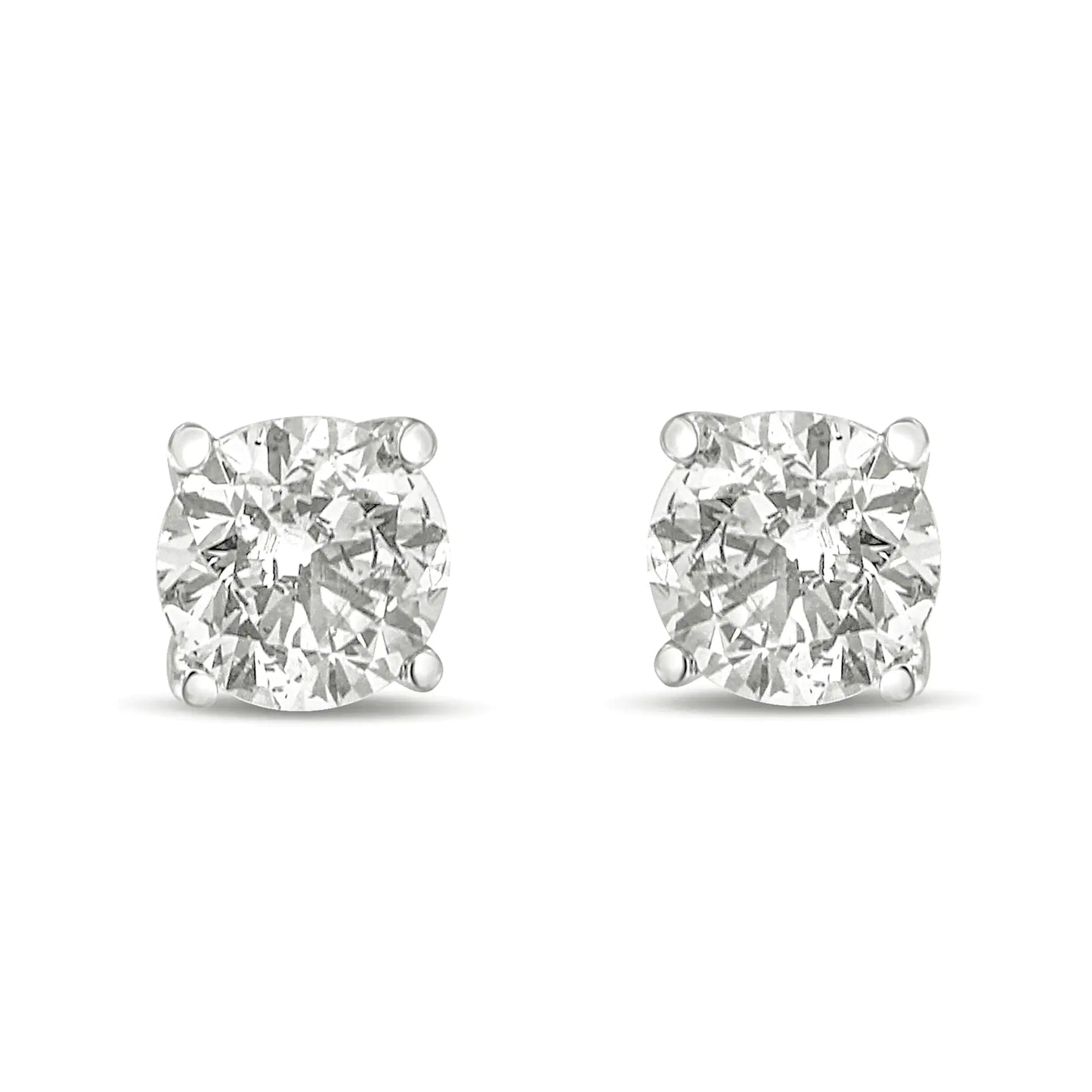 14K Gold 1.0 Carat Round Brilliant Cut Lab Grown Diamond 4-Prong Classic Solitaire Stud Earrings