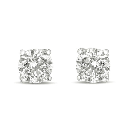14K Gold 1.0 Carat Round Brilliant Cut Lab Grown Diamond 4-Prong Classic Solitaire Stud Earrings