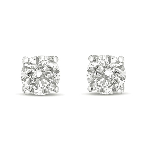 14K Gold 1.0 Carat Round Brilliant Cut Lab Grown Diamond 4-Prong Classic Solitaire Stud Earrings