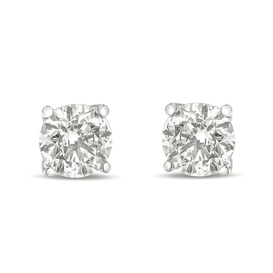 14K Gold 1.0 Carat Round Brilliant Cut Lab Grown Diamond 4-Prong Classic Solitaire Stud Earrings
