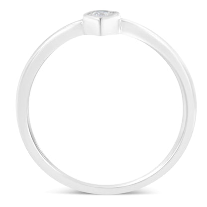 .925 Sterling Silver 1/20 Carat Diamond Teardrop Pear-Shaped Miracle Set Petite Fashion Promise Ring (J-K Color, I1-I2 Clarity)