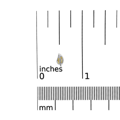 .925 Sterling Silver Yellow Diamond Accent Leaf Stud Earrings (Yellow Color, SI1-SI2 Clarity)