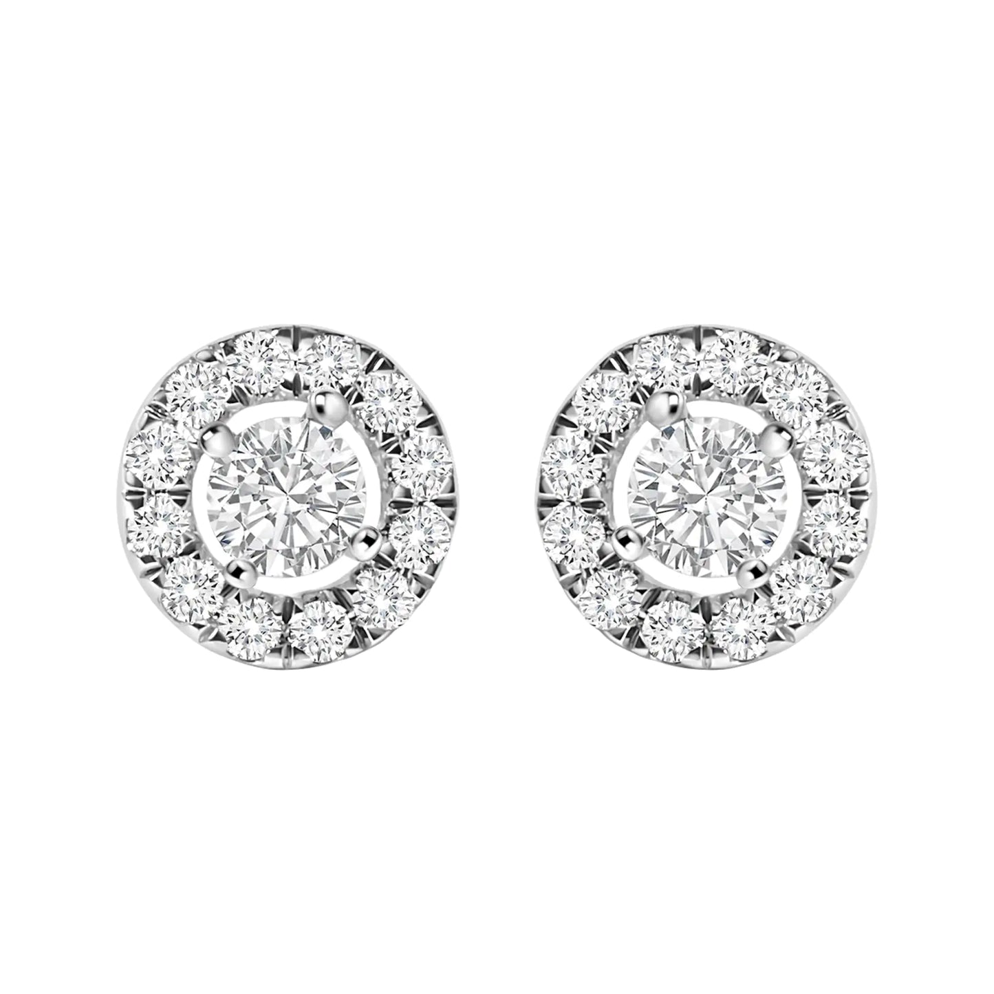 14K White Gold 3/4 Cttw Lab-Grown Diamond Floating Halo Stud Earring (F-G Color, VS1-VS2 Clarity)