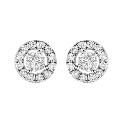 14K White Gold 3/4 Cttw Lab-Grown Diamond Floating Halo Stud Earring (F-G Color, VS1-VS2 Clarity)