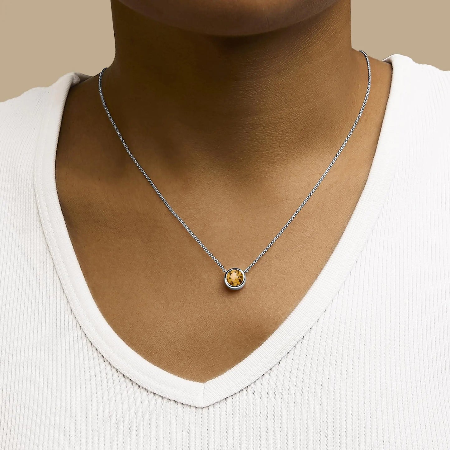 .925 Sterling Silver 7MM Bezel Set Created Purple Amethyst Pendant Necklace - 18" Inches