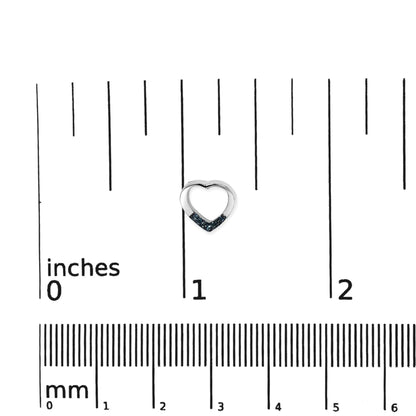 .925 Sterling Silver Blue Diamond Accent Open Heart Stud Earrings (Blue Color, SI1-SI2 Clarity)