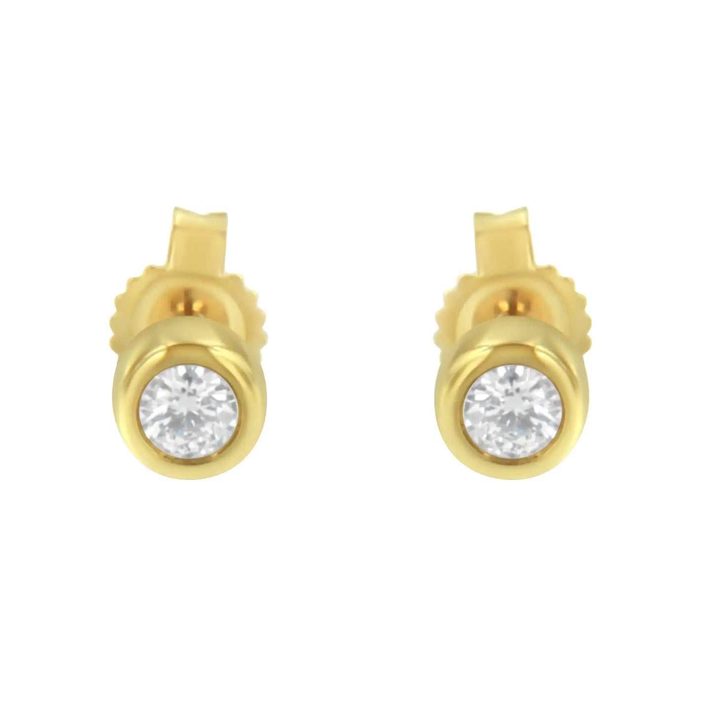 10K Gold 0.15 Cttw Round Brilliant-Cut Near Colorless Diamond Bezel-Set Stud Earrings (H-I Color, I1-I2 Clarity)