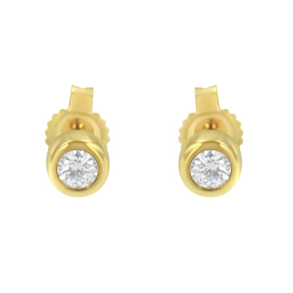 10K Gold 0.15 Cttw Round Brilliant-Cut Near Colorless Diamond Bezel-Set Stud Earrings (H-I Color, I1-I2 Clarity)