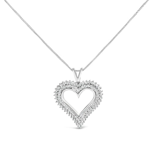 .925 Sterling Silver Diamond Heart 18" Pendant Necklace (I-J Color, I2-I3 Clarity)