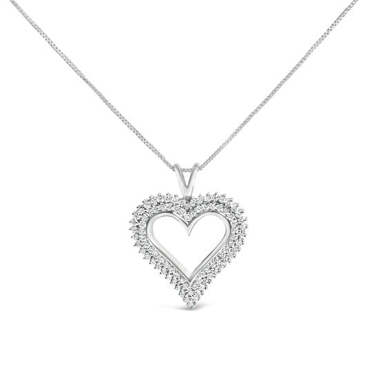 .925 Sterling Silver Diamond Heart 18" Pendant Necklace (I-J Color, I2-I3 Clarity)