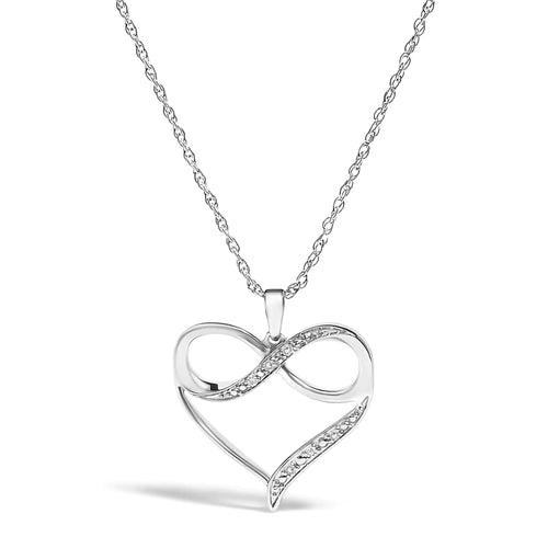 .925 Sterling Silver Diamond Accent Infinity Heart Love Pendant Necklace (J-K Color, I2-I3 Clarity) - 18" Inches