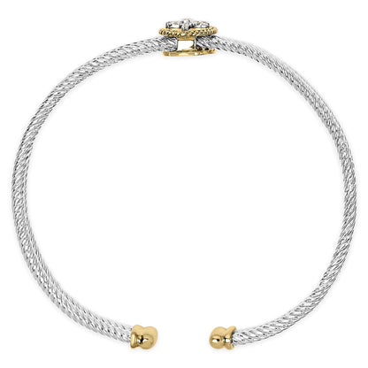 18K Yellow Gold Plated .925 Sterling Silver Diamond Accent Dragonfly Medallion Bangle Bracelet (I-J Color, SI1-SI2 Clarity) - 7.75 Inches