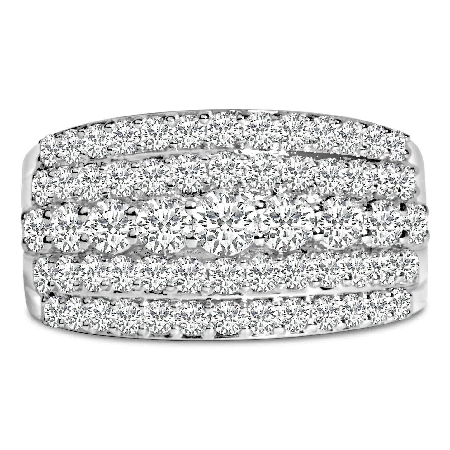 .925 Sterling Silver 2.00 Carat Lab Grown Diamond Multi Row Band Ring