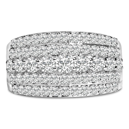 .925 Sterling Silver 2.00 Carat Lab Grown Diamond Multi Row Band Ring