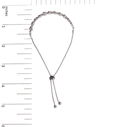 .925 Sterling Silver 1/10 Cttw Diamond Heart Link Bolo Bracelet (I-J Color, I2-I3 Clarity)