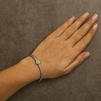 18K Yellow Gold Plated .925 Sterling Silver Diamond Accent Dragonfly Medallion Bangle Bracelet (I-J Color, SI1-SI2 Clarity) - 7.75 Inches