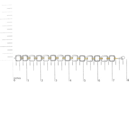 .925 Two-Tone Sterling Silver Diamond Accent Open Box Link Bracelet (I-J Color, I1-I2 Clarity) - 7"