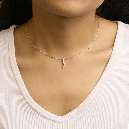 .925 Sterling Silver 1/4 Cttw Lab Grown Diamond Journey Pendant Necklace - 18" Inches