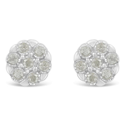 Sterling Silver Rose-Cut Diamond Floral Cluster Stud Earring (0.25 cttw, I-J Color, I2-I3 Clarity)