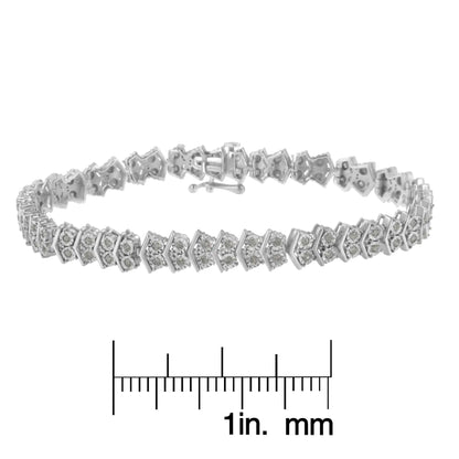 .925 Sterling Silver 1.0 cttw Diamond "Arrow" Shape Tennis Link Bracelet (I-J Color, I3 Clarity) -7.25"