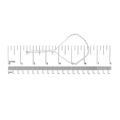 .925 Sterling Silver 1/2 Cttw Diamond Alternating Circle and Kite Link Adjustable Bolo Bracelet (I-J Color, I3 Clarity) - 4" to 10" Inches