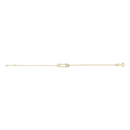 10K Yellow Gold 1/10 Cttw Diamond Paperclip Charm Adjustable Link Bracelet  (J-J Color, I1-I2 Clarity) - 7.25 Inch