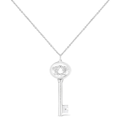 .925 Sterling Silver Diamond Accent Zodiac Key 18" Pendant Necklace (K-L Color, I1-I2 Clarity)