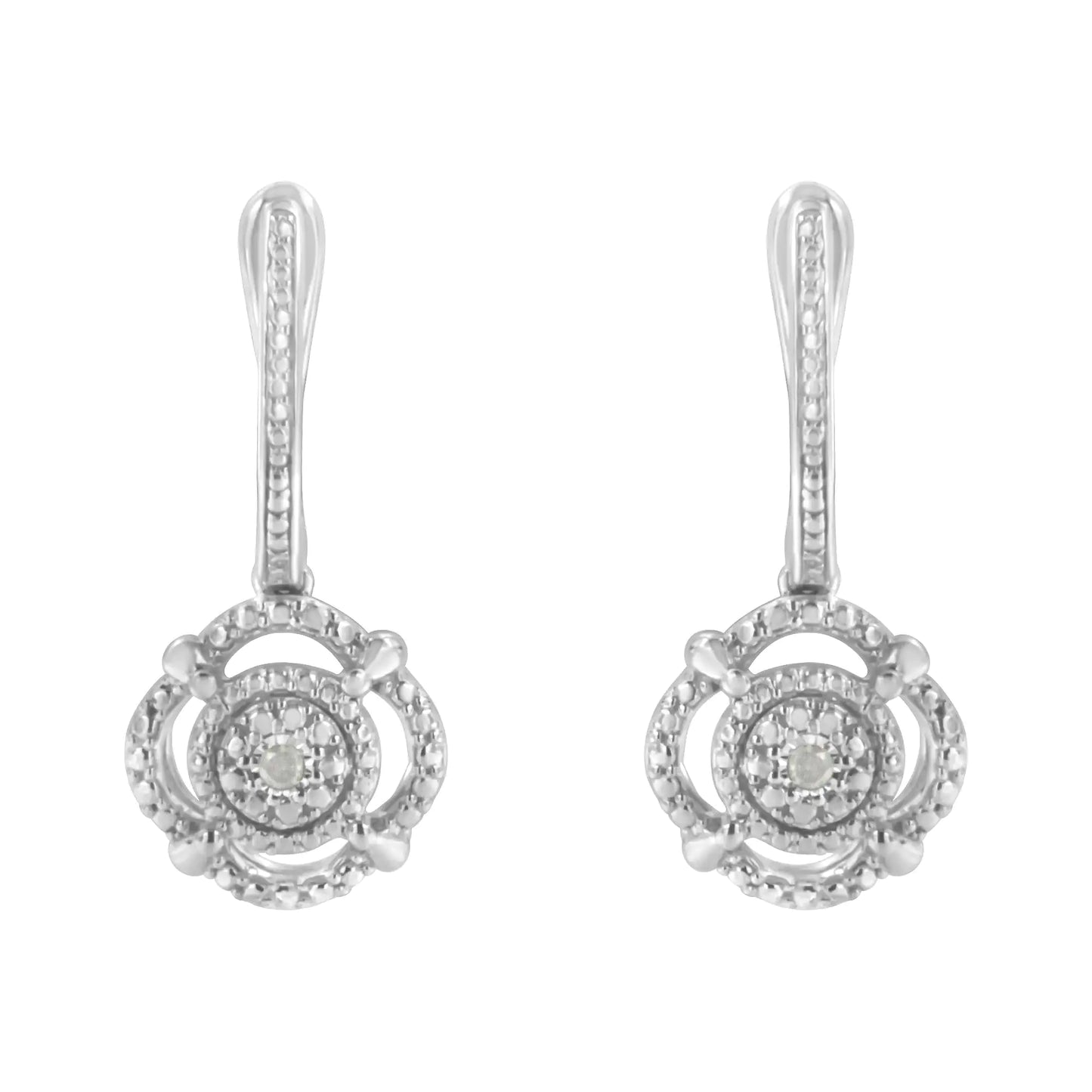 .925 Sterling Silver Miracle-Set Diamond Accent Drop and Dangle Earrings (I-J Color, I3 Clarity)