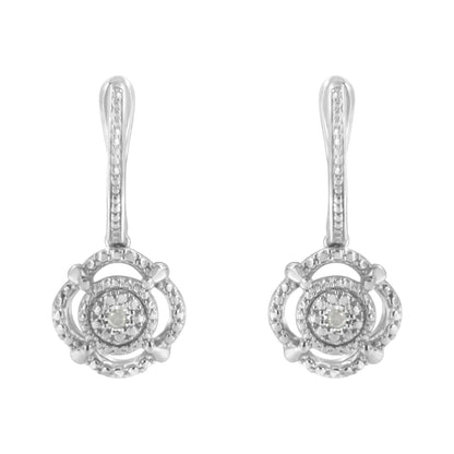 .925 Sterling Silver Miracle-Set Diamond Accent Drop and Dangle Earrings (I-J Color, I3 Clarity)
