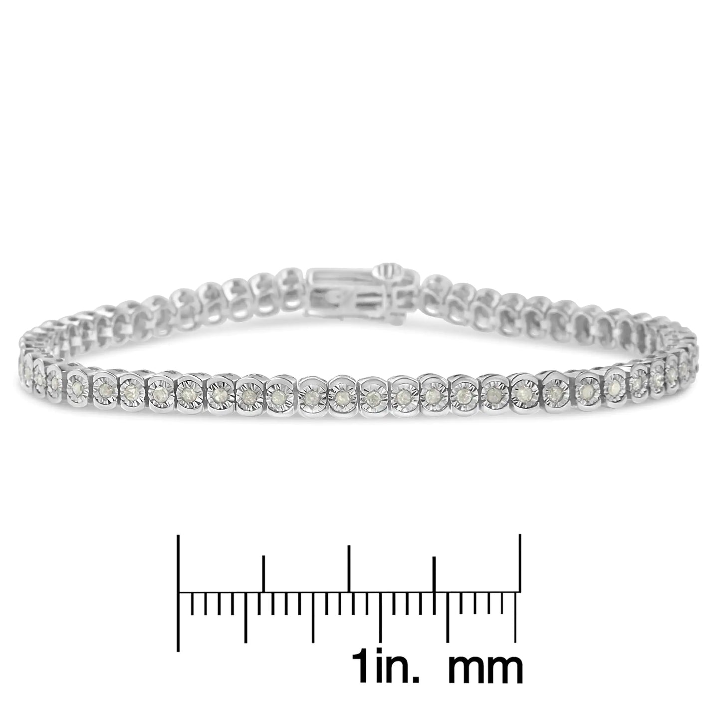 .925 Sterling Silver 1.0 Cttw Diamond Miracle-Set Cut-Circle 7" Tennis Bracelet (I-J Color, I2-I3 Clarity)