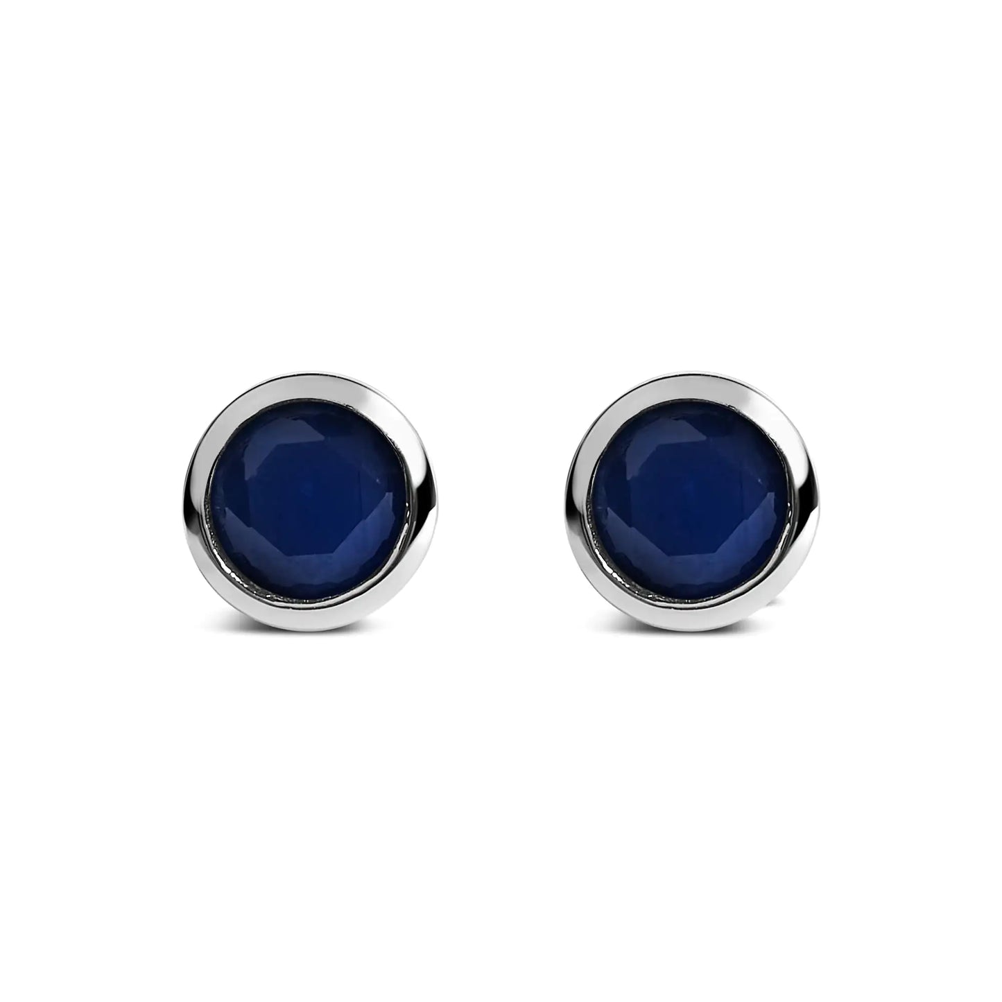 .925 Sterling Silver 6MM Bezel Set Created Gemstone Solitaire Stud Earrings