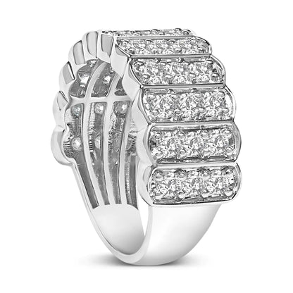 .925 Sterling Silver 1 1/2 Cttw Lab Grown Diamond 11 Row Band Ring (F-G Color, VS1-VS2 Clarity)