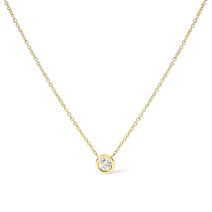 10K Gold 1/10 Carat Round Brilliant-Cut Diamond Modern Bezel-Set Solitaire 16"-18" Pendant Necklace