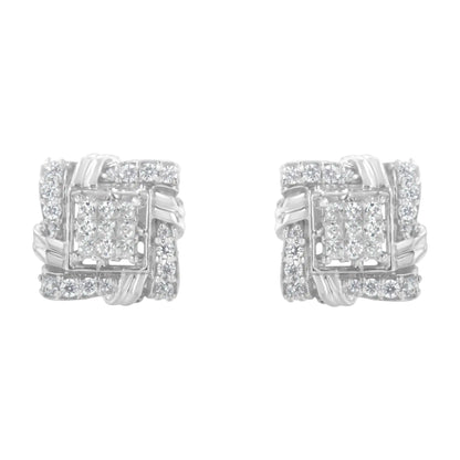 .925 Sterling Silver 1/2 Cttw Round-Cut Diamond Stud Earrings (I-J Color, I1-I2 Clarity)